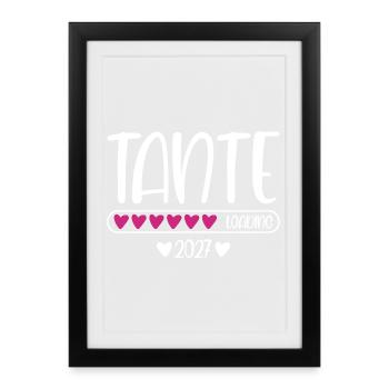 Aunt 2027 loading with heart loading bar - Framed poster (27 × 37 cm) - black - Front