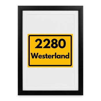 ANCIEN CODE POSTAL RETRO 2280 WESTERLAND – SYLT - Affiche encadrée (27 × 37 cm) - noir - Devant