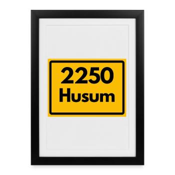 OLD POSTCODE POSTCODE RETRO 2250 HUSUM – NORDSEE - Framed poster (27 × 37 cm) - black - Front