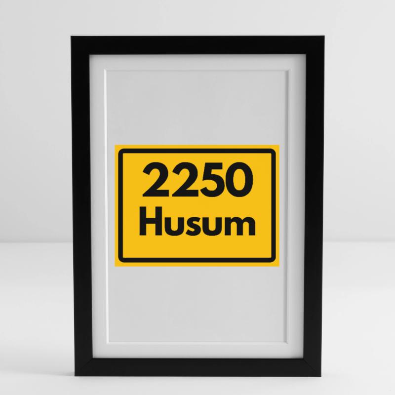 OLD POSTCODE POSTCODE RETRO 2250 HUSUM – NORDSEE Framed poster (27 × 37 cm)