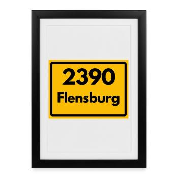 ANCIEN CODE POSTAL RETRO 2390 FLENSBURG – FJORD - Affiche encadrée (27 × 37 cm) - noir - Devant