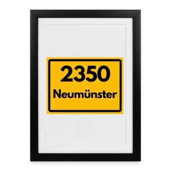 OLD POSTCODE POSTCODE RETRO 2350 NEUMÜNSTER – STOR - Framed poster (27 × 37 cm) - black - Front