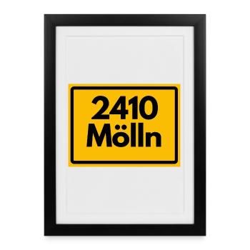 OLD POSTCODE ZIP CODE 2410 MÖLLN TIL EULENSPIEGEL - Framed poster (27 × 37 cm) - black - Front