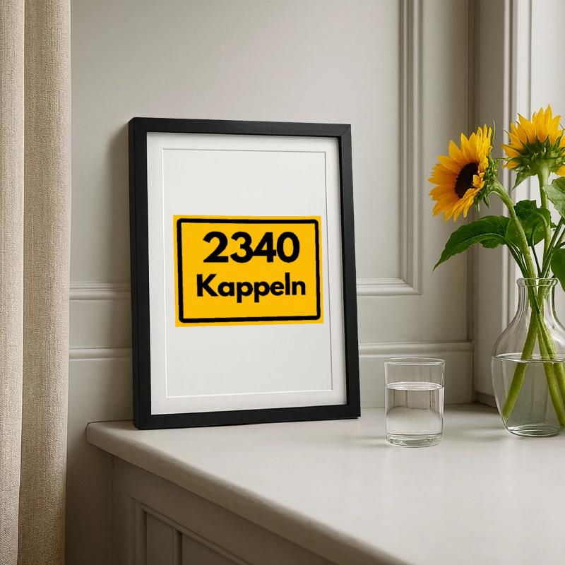 OLD POSTCODE POSTCODE RETRO 2340 KAPPELN BALTIC SEA Framed poster (27 × 37 cm)