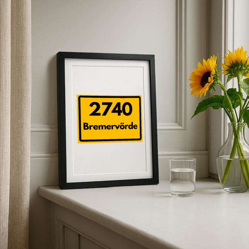 OLD POSTCODE POSTCODE RETRO 2740 BREMERVÖRDE – SEE Framed poster (27 × 37 cm)