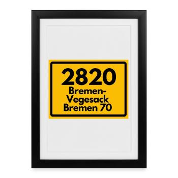 OLD POSTCODE ZIP CODE RETRO 2820 BREMEN VEGESACK! - Framed poster (27 × 37 cm) - black - Front