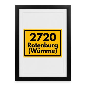 OLD POSTCODE ZIP CODE RETRO 2720 ROTENBURG WÜMME! - Framed poster (27 × 37 cm) - black - Front