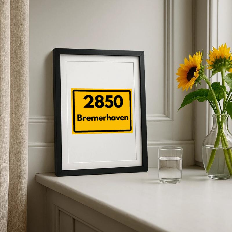 OLD POSTCODE POSTCODE RETRO 2850 BREMERHAVEN Framed poster (27 × 37 cm)