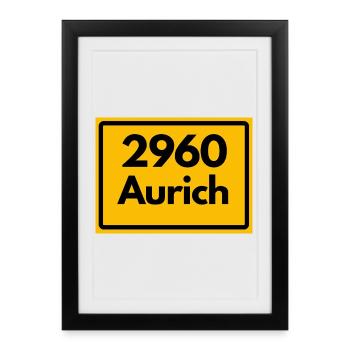 ANCIEN CODE POSTAL 2960 AURICH OSTFRIESLAND - Affiche encadrée (27 × 37 cm) - noir - Devant