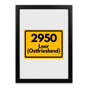 OLD POSTCODE ZIP CODE RETRO 2950 LEER EAST FRISIA - Framed poster (27 × 37 cm) - black - Front