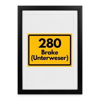 OLD POSTCODE ZIP CODE RETRO 2880 BRAKE UNTERWESER! - Framed poster (27 × 37 cm) - black - Front