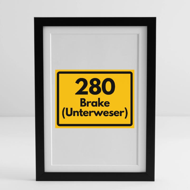 OLD POSTCODE ZIP CODE RETRO 2880 BRAKE UNTERWESER! Framed poster (27 × 37 cm)