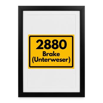 OLD POSTCODE ZIP CODE RETRO 2880 BRAKE UNTERWESER! - Framed poster (27 × 37 cm) - black - Front