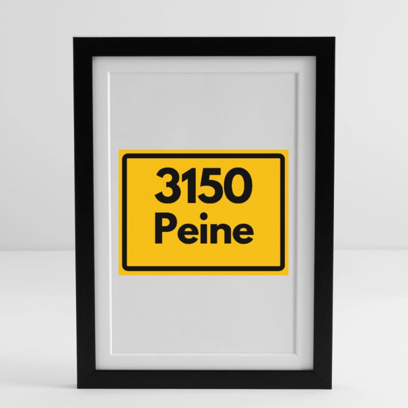 OLD POSTCODE ZIP CODE RETRO 3150 PEINE EULENSTADT Framed poster (27 × 37 cm)