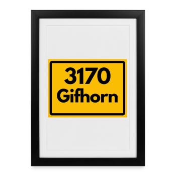 ANCIEN CODE POSTAL RETRO 3170 GIFHORN – MÜHLEN - Affiche encadrée (27 × 37 cm) - noir - Devant