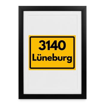 OLD POSTCODE POSTCODE RETRO 3140 LÜNEBURG – SALZ - Framed poster (27 × 37 cm) - black - Front