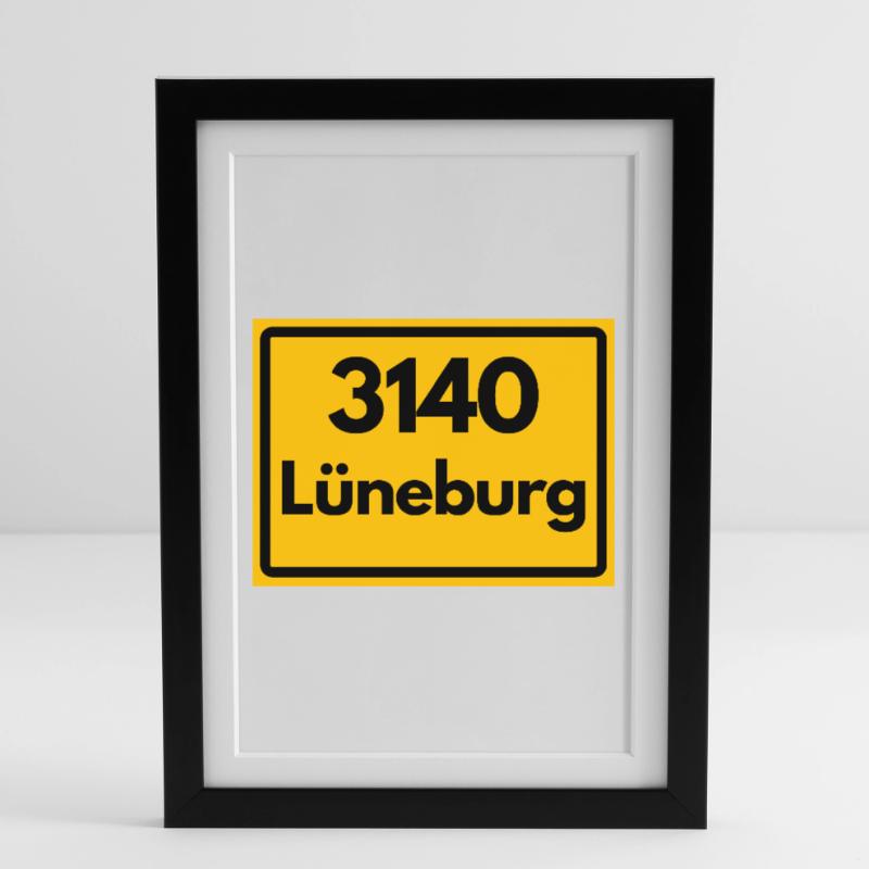 OLD POSTCODE POSTCODE RETRO 3140 LÜNEBURG – SALZ Framed poster (27 × 37 cm)