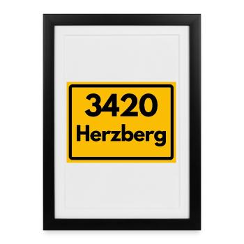 OLD POSTCODE ZIP CODE RETRO 3420 HERZBERG HARZ - Framed poster (27 × 37 cm) - black - Front