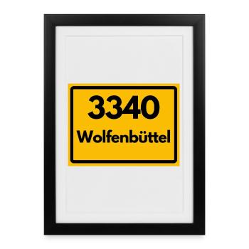 ANCIEN CODE POSTAL RETRO 3340 WOLFENBÜTTEL - Affiche encadrée (27 × 37 cm) - noir - Devant