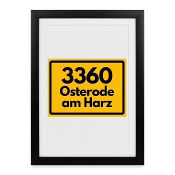 ANCIEN CODE POSTAL RETRO 3360 OSTERODE HARZ - Affiche encadrée (27 × 37 cm) - noir - Devant