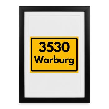 OLD POSTCODE POSTCODE RETRO 3530 WARBURG HANSEMAUE - Framed poster (27 × 37 cm) - black - Front