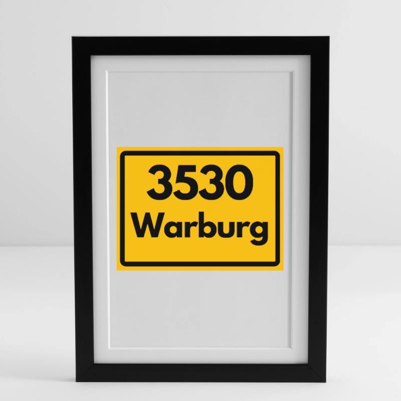 OLD POSTCODE POSTCODE RETRO 3530 WARBURG HANSEMAUE Framed poster (27 × 37 cm)