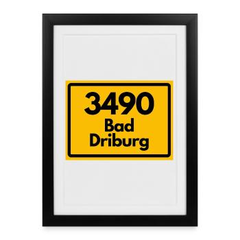 OLD POSTCODE POSTCODE RETRO 3490 BAD DRIBURG - Framed poster (27 × 37 cm) - black - Front