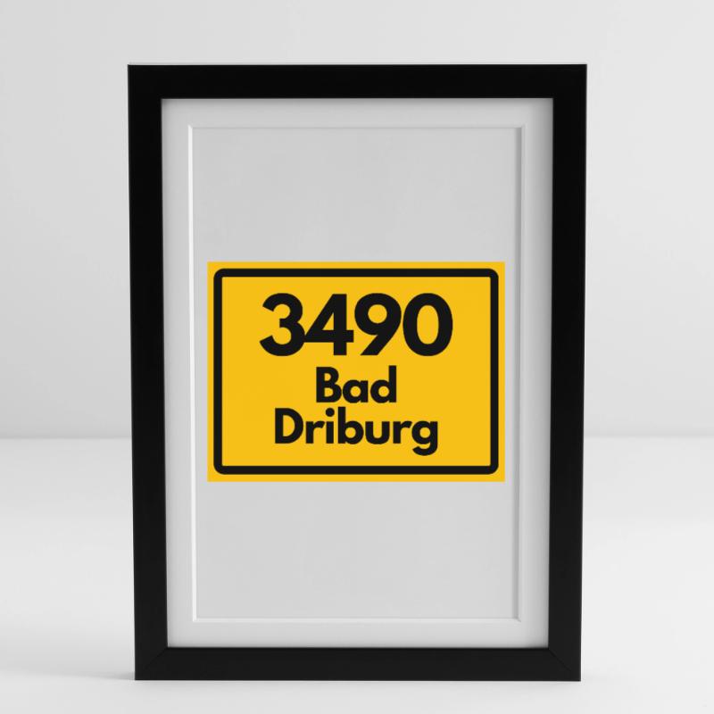 OLD POSTCODE POSTCODE RETRO 3490 BAD DRIBURG Framed poster (27 × 37 cm)