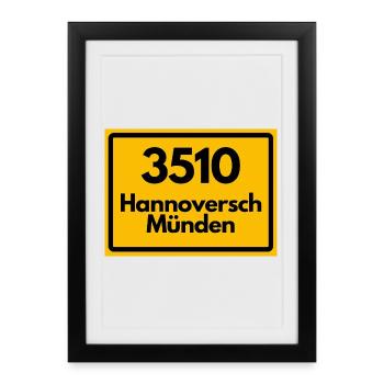OLD POSTCODE ZIP CODE 3510 HANNOVERSCH MÜNDEN HANN - Framed poster (27 × 37 cm) - black - Front