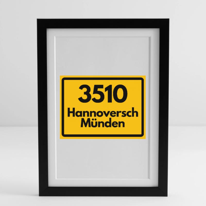 OLD POSTCODE ZIP CODE 3510 HANNOVERSCH MÜNDEN HANN Framed poster (27 × 37 cm)