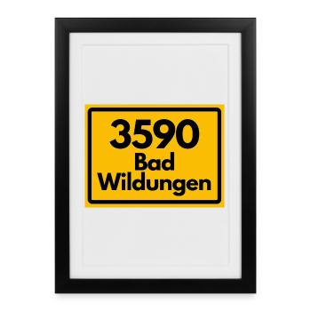 ANCIEN CODE POSTAL RETRO 3590 BAD WILDUNGEN - Affiche encadrée (27 × 37 cm) - noir - Devant