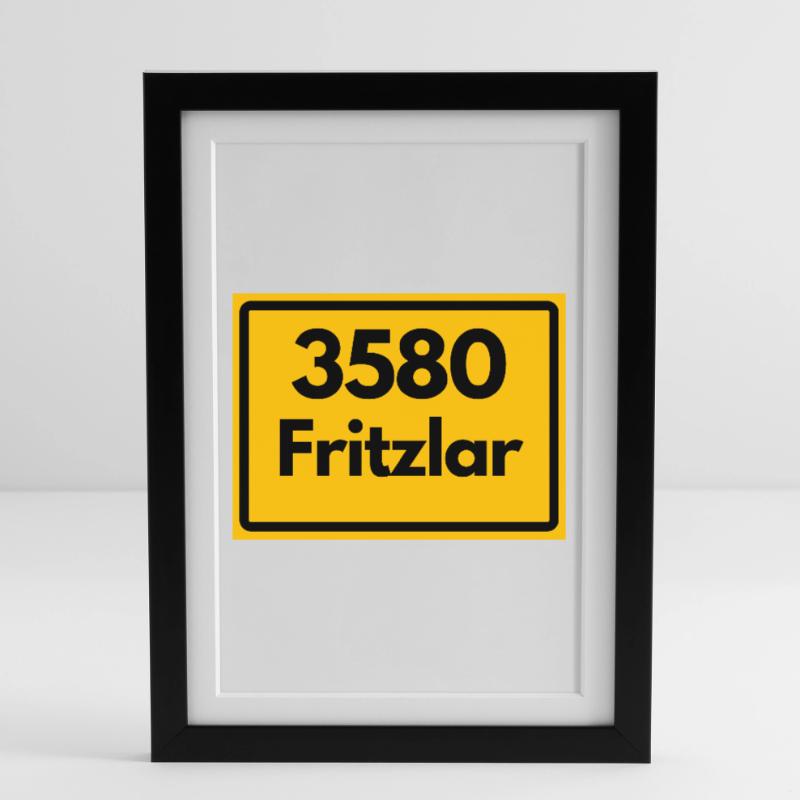OLD POSTCODE POSTCODE RETRO 3580 FRITZLAR DOMFACH Framed poster (27 × 37 cm)