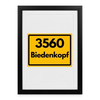 OLD POSTCODE POSTCODE RETRO 3560 BIEDENKOPF - Framed poster (27 × 37 cm) - black - Front