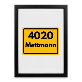 ANCIEN CODE POSTAL RETRO 4020 METTMANN - Affiche encadrée (27 × 37 cm) - noir - Devant