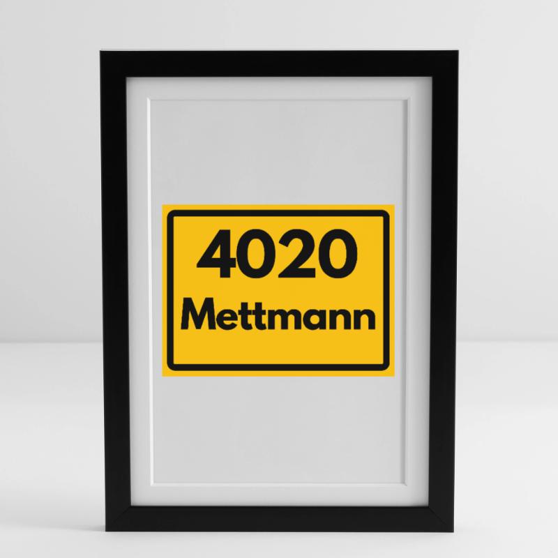 OLD POSTCODE POSTCODE RETRO 4020 METTMANN Framed poster (27 × 37 cm)