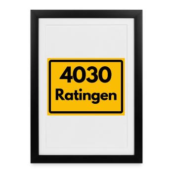 OLD POSTCODE ZIP CODE RETRO 4030 RATINGEN - Framed poster (27 × 37 cm) - black - Front