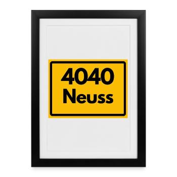 ANCIEN CODE POSTAL RÉTRO 4040 CITY NEUSS - Affiche encadrée (27 × 37 cm) - noir - Devant
