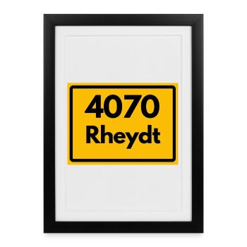 ANCIEN CODE POSTAL RETRO 4070 RHEYDT – SCHLOSS - Affiche encadrée (27 × 37 cm) - noir - Devant
