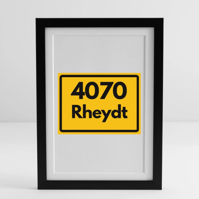 OLD POSTCODE POSTCODE RETRO 4070 RHEYDT – SCHLOSS Framed poster (27 × 37 cm)