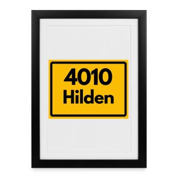 ANCIEN CODE POSTAL RETRO 4010 HILDEN – FACHWERK - Affiche encadrée (27 × 37 cm) - noir - Devant