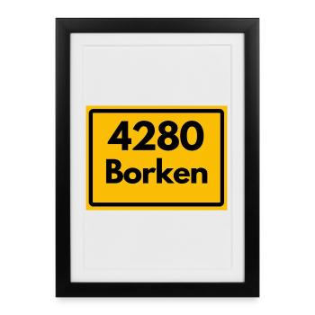 ANCIEN CODE POSTAL RETRO 4280 BORKEN FÜNFTÜRME - Affiche encadrée (27 × 37 cm) - noir - Devant