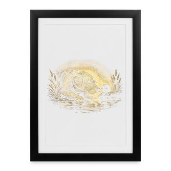Canard Chien de chasse Canard - Affiche encadrée (27 × 37 cm) - noir - Devant