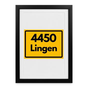 ANCIEN CODE POSTAL RETRO 4450 LINGEN - Affiche encadrée (27 × 37 cm) - noir - Devant