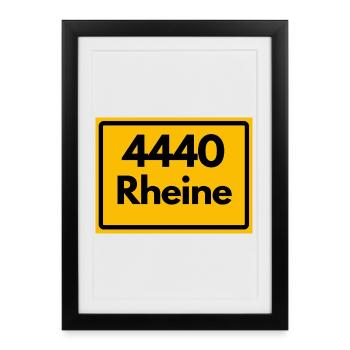ALTE POSTLEITZAHL PLZ RETRO  4440 RHEINE – NRW - Gerahmtes Poster (27 × 37 cm) - Schwarz - Vorne
