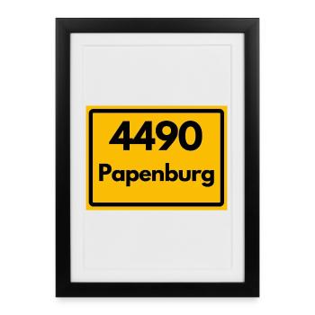 ALTE POSTLEITZAHL PLZ RETRO  4490 PAPENBURG - Gerahmtes Poster (27 × 37 cm) - Schwarz - Vorne