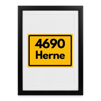 ANCIEN CODE POSTAL RETRO 4690 HERNE – NRW - Affiche encadrée (27 × 37 cm) - noir - Devant