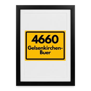 ALTE POSTLEITZAHL PLZ RETRO 4660 GELSENKIRCHEN BUR - Gerahmtes Poster (27 × 37 cm) - Schwarz - Vorne