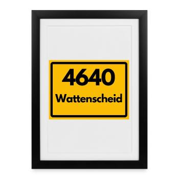 ALTE POSTLEITZAHL PLZ RETRO 4640 WATTENSCHEID NRW - Gerahmtes Poster (27 × 37 cm) - Schwarz - Vorne