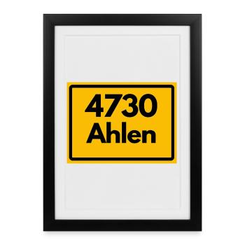 ALTE POSTLEITZAHL PLZ RETRO 4730 AHLEN NRW - Gerahmtes Poster (27 × 37 cm) - Schwarz - Vorne