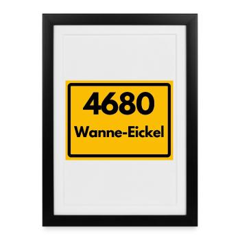 ALTE POSTLEITZAHL PLZ RETRO 4680 WANNE-EICKEL NRW - Gerahmtes Poster (27 × 37 cm) - Schwarz - Vorne